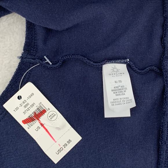 Offline by Aerie Womens XL Summer Lights French Terry Cropped Tank Navy Stretch - Picture 7 of 9